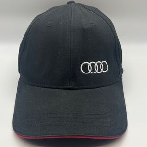 Audi Black Baseball Cap with Red Accent Strip on Bill